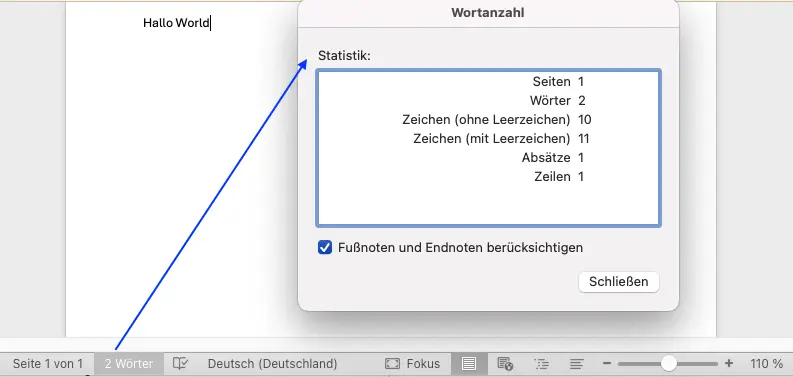 Recuento de palabras en MS Word